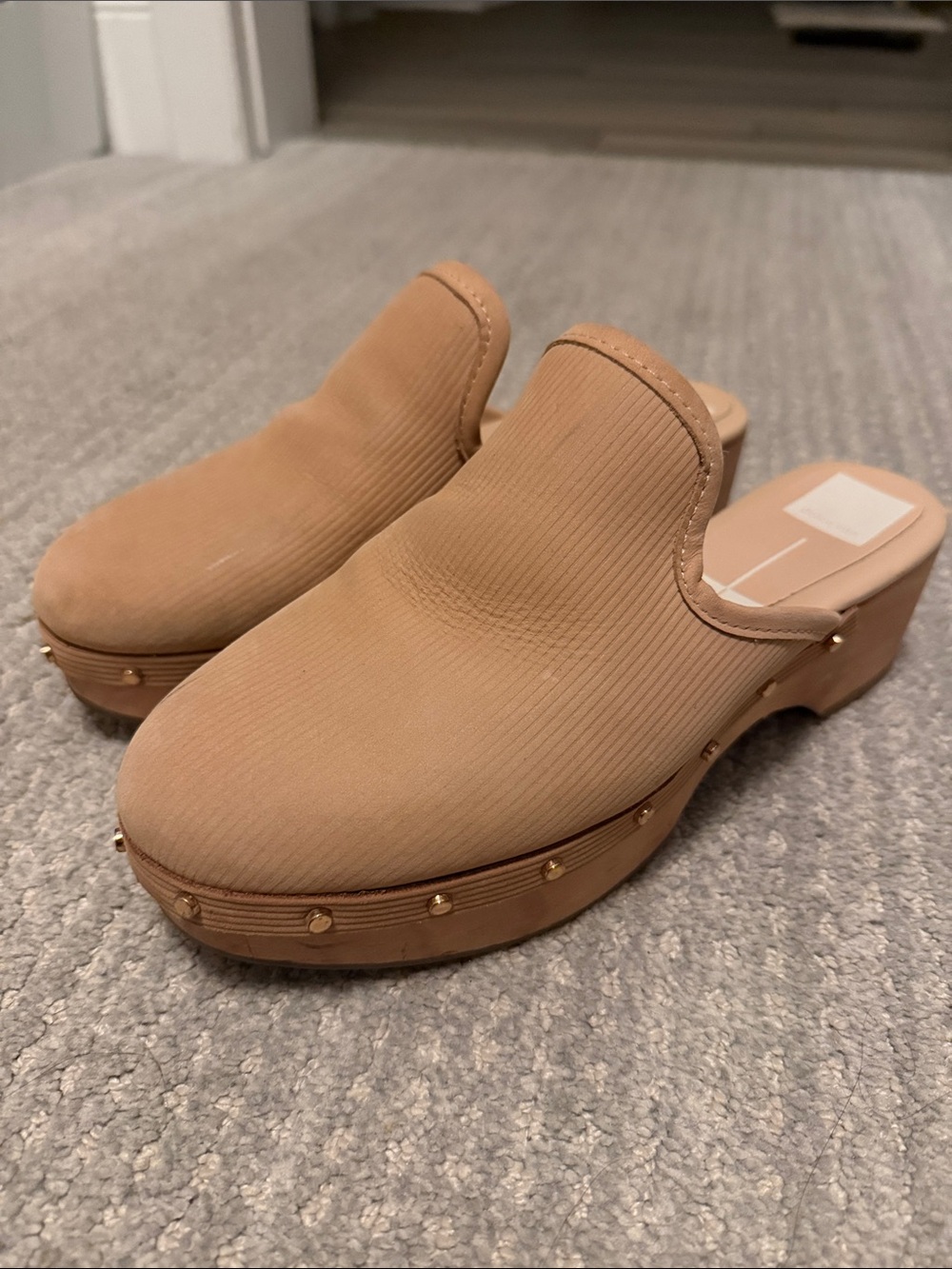 Dolce Vita Beige Tan Studded Clog Mules